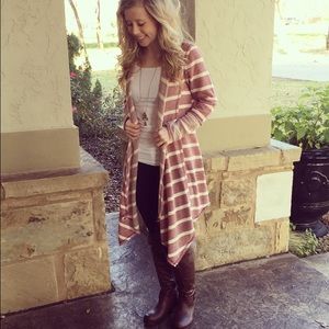 Maroon  & White Cardigan